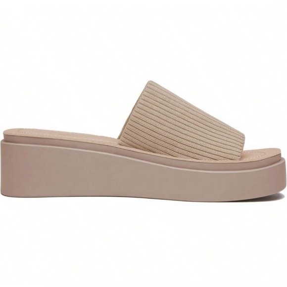 Memory Foam Y2K Style Beige Slide Sandals - Picture 2 of 12